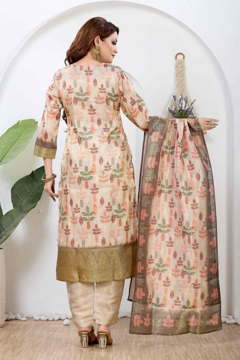 Gulnaar Festive Gold Printed Kurta Set with Dupatta