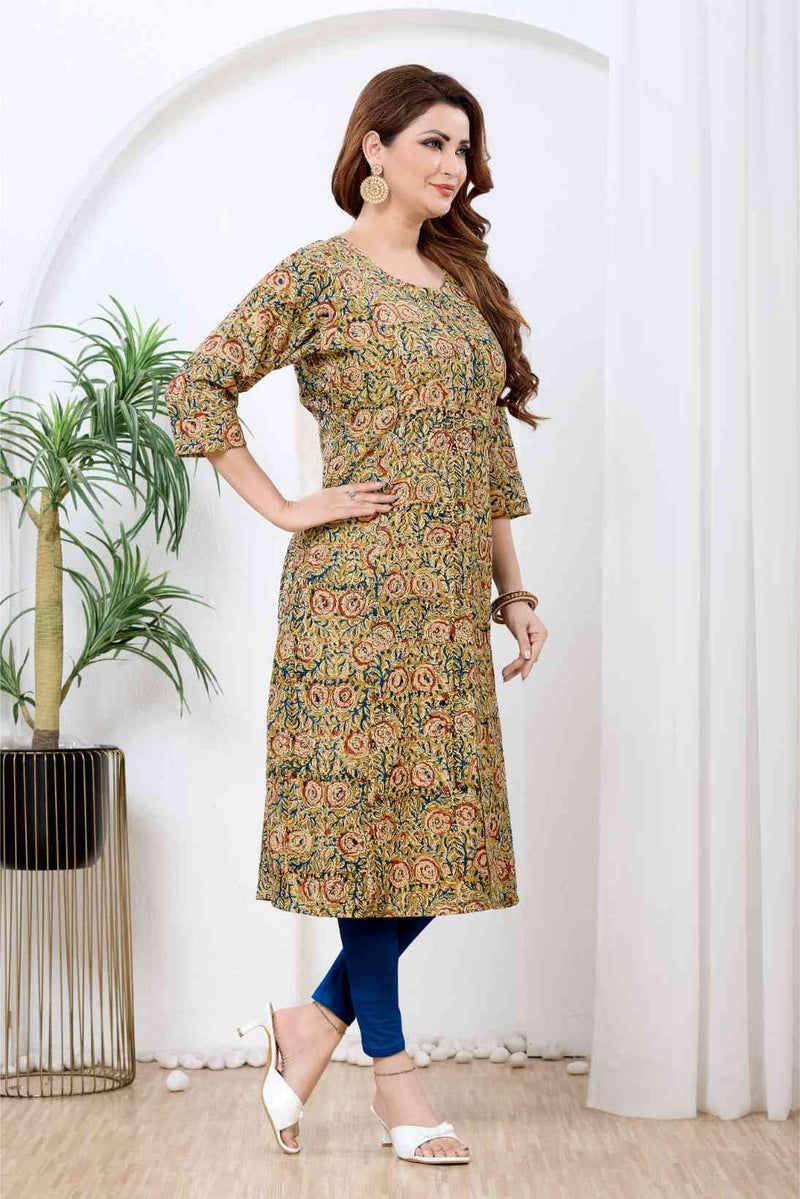 Mustard Yellow Kalamkari