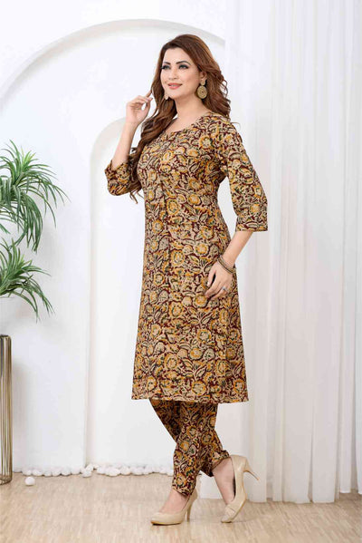 Mustard & Maroon Kalamkari Print