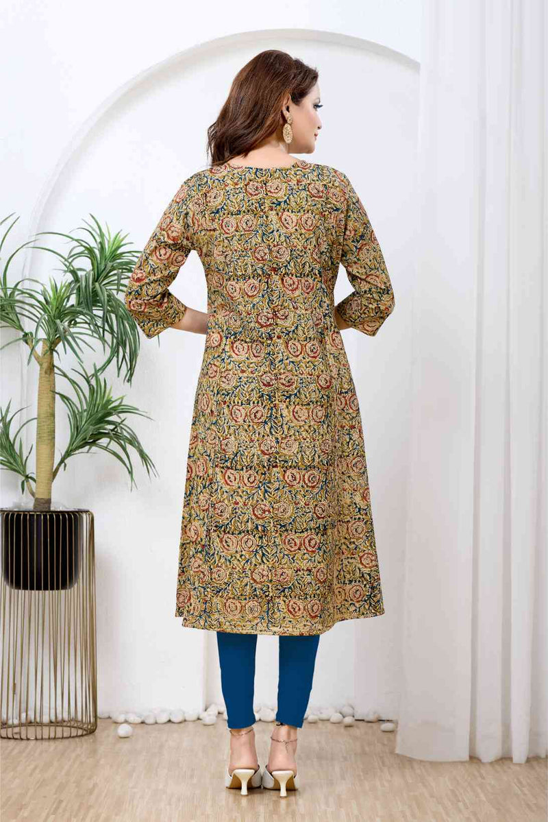 Mustard & Maroon Kalamkari Print