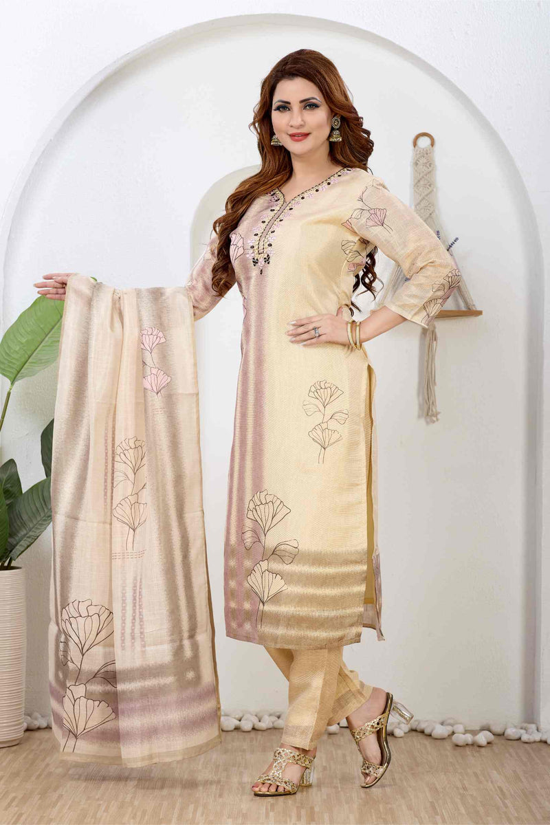 Noor Zari Golden Kurta Set with Dupatta