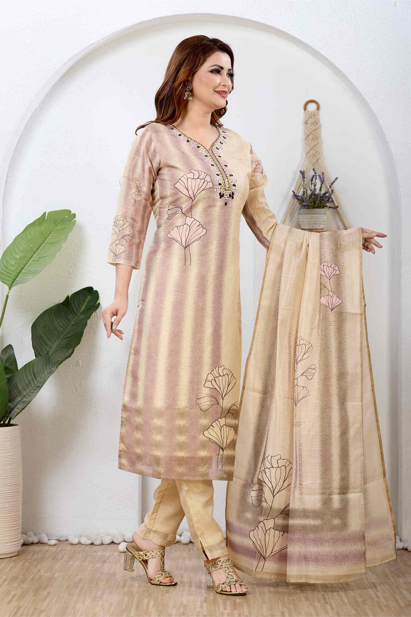 Noor Zari Golden Kurta Set with Dupatta