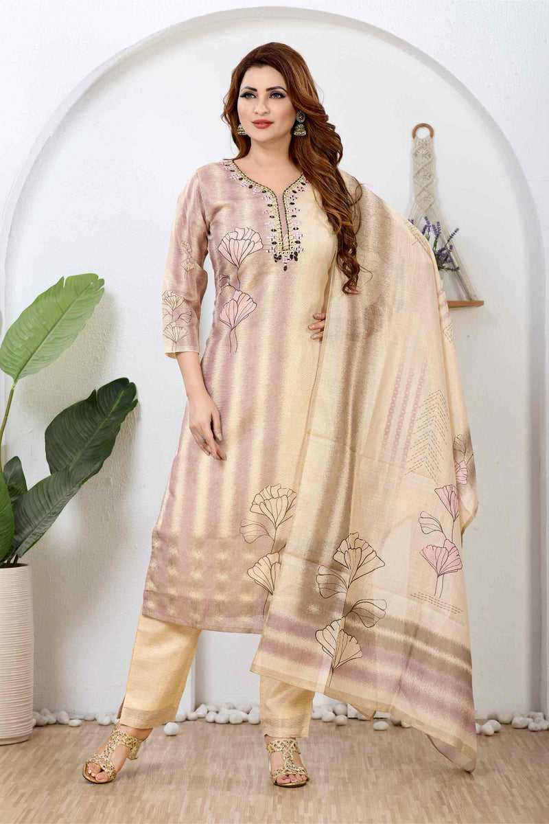 Noor Zari Golden Kurta Set with Dupatta