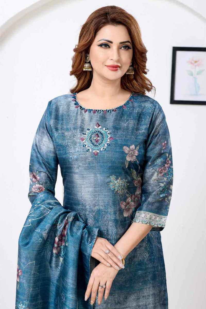 Ocean Grace Floral Kurta Set
