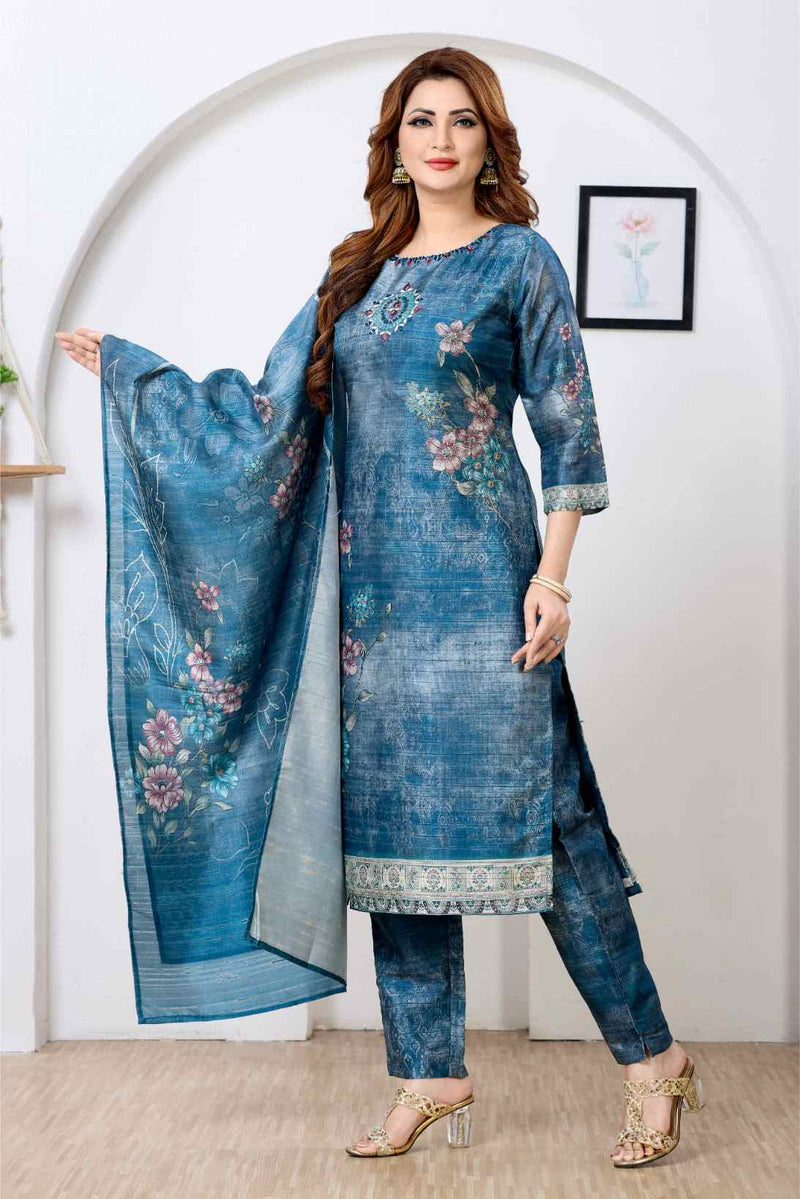 Ocean Grace Floral Kurta Set