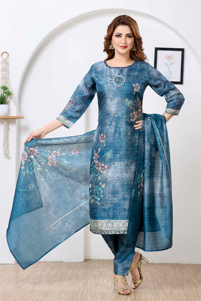 Ocean Grace Floral Kurta Set