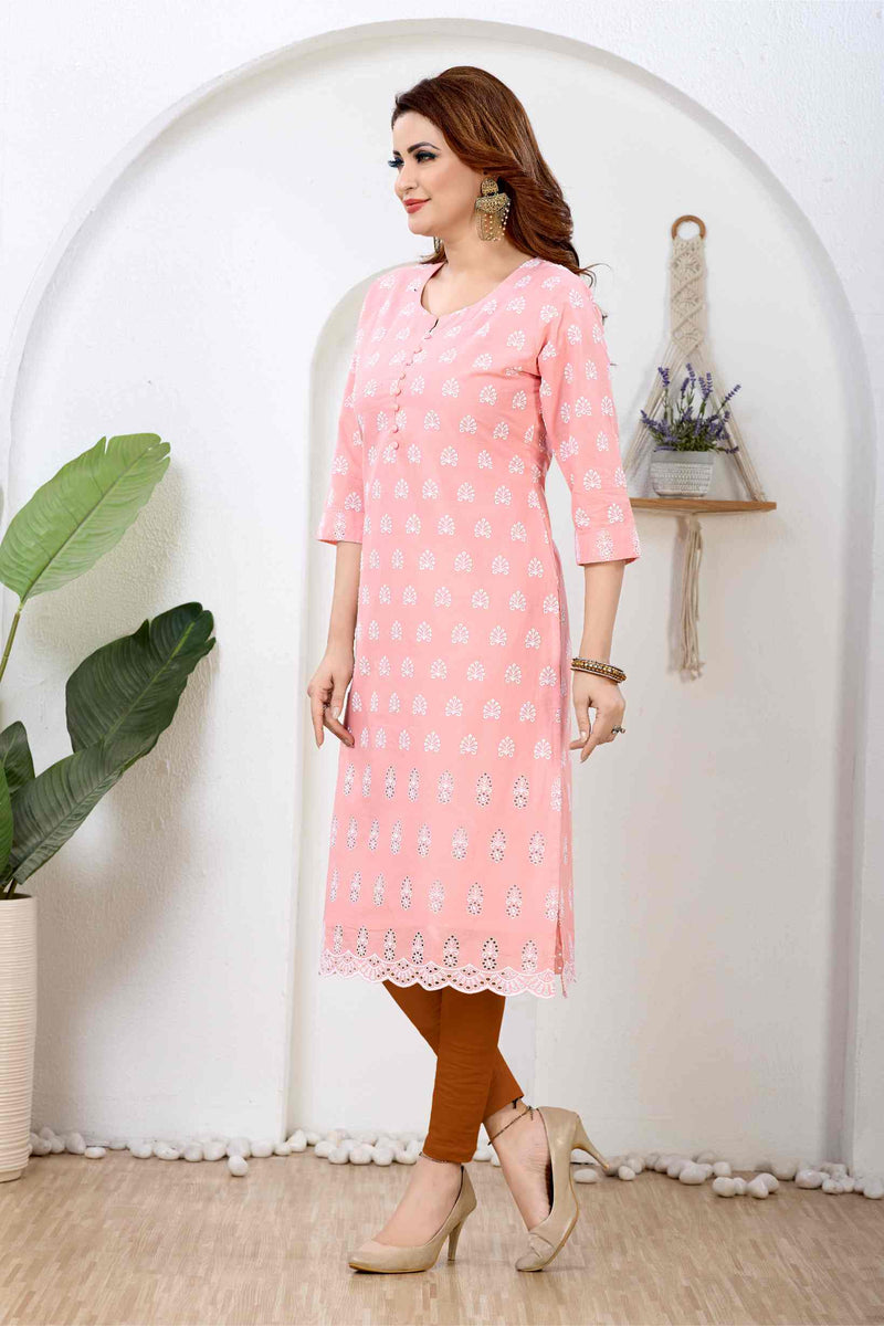 Pastel Peach Botanica Kurti