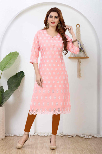 Pastel Peach Botanica Kurti