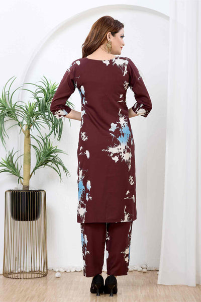 Zaraya Arté Wine Fusion Co-ord Set