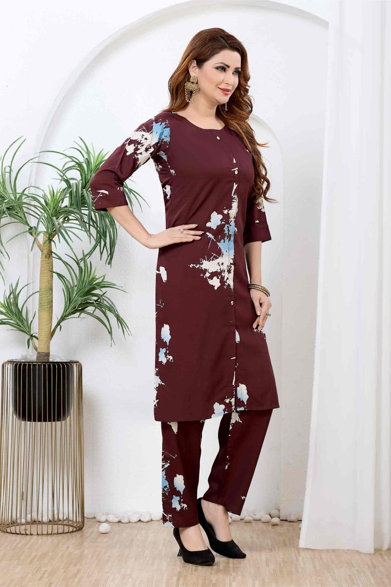 Zaraya Arté Wine Fusion Co-ord Set